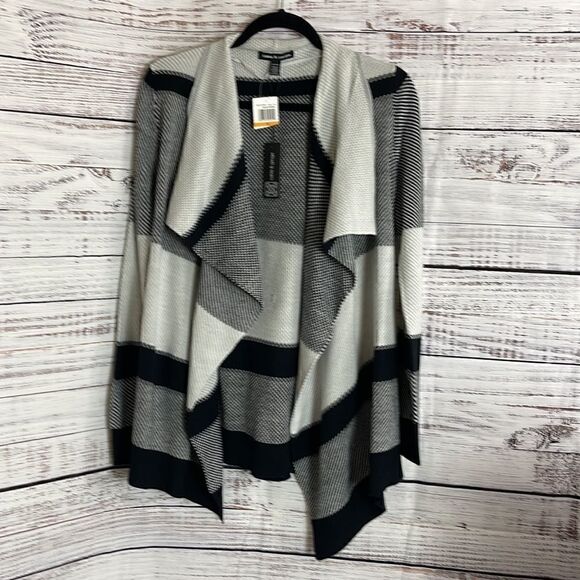 Cable & gauge Open Cardigan Womens Size Small Bold striped Knit sweater Duster - Picture 7 of 8